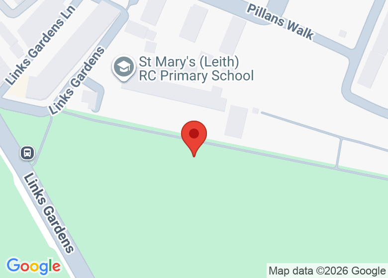 Map showing location of Leith Links