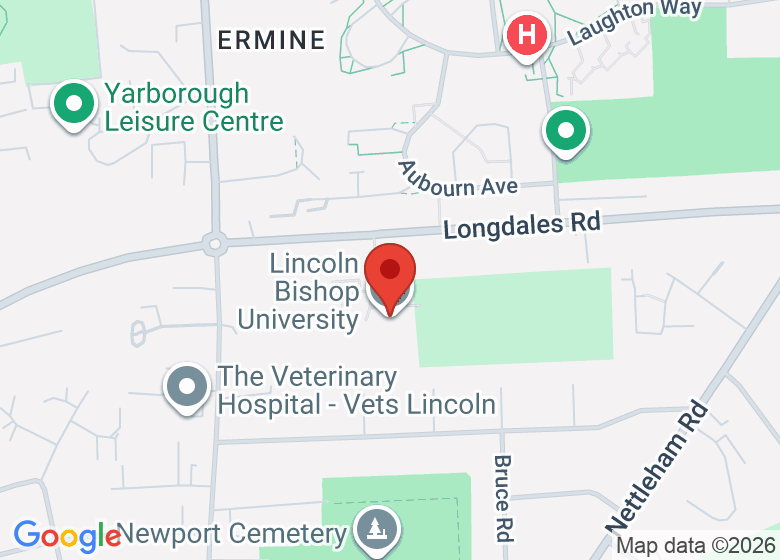Map showing location of Lincoln Bishop University