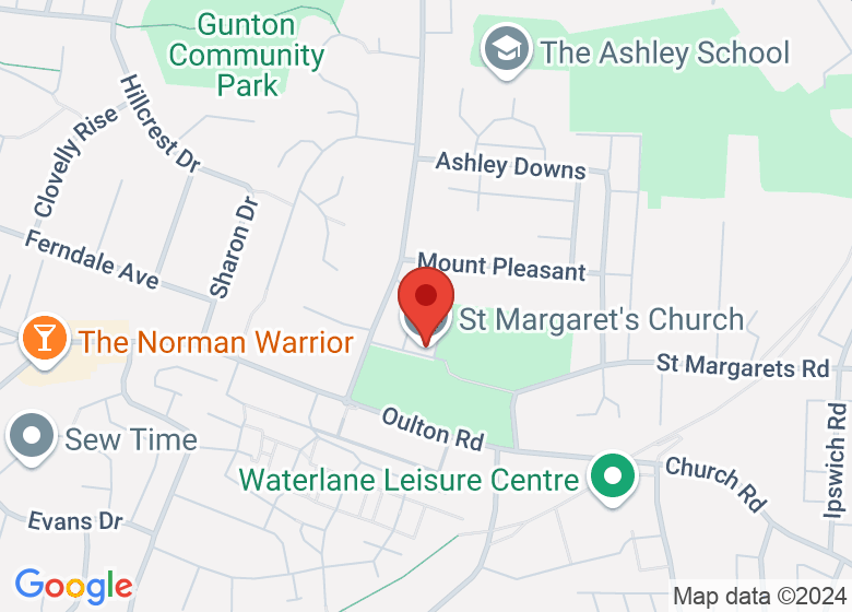 Map showing location of St Margaret's Church