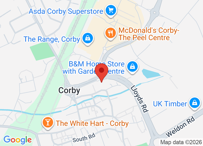 Map showing location of Corby Social & Ex Servicemen's Club