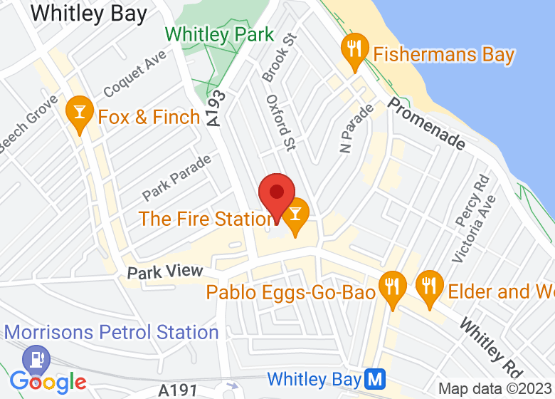 Map showing location of Whitley Bay Community Hub and Library