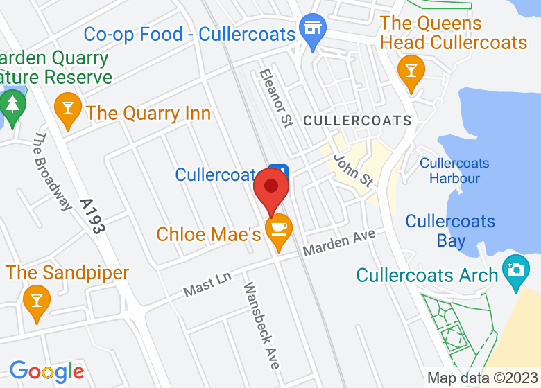 Map showing location of Cullercoats Library