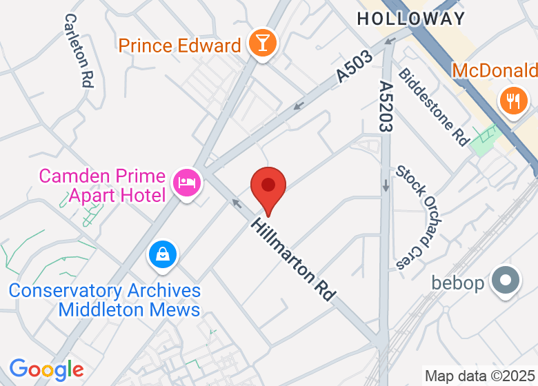 Map showing location of St Luke's Church, West Holloway