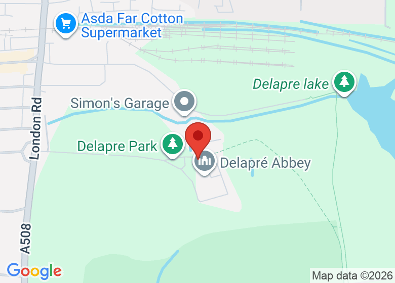 Map showing location of Delapré Abbey
