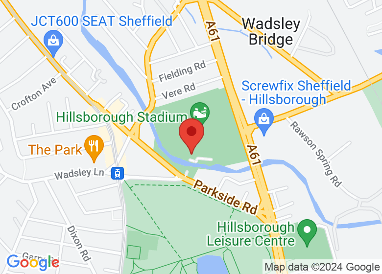 Map showing location of Sheffield Wednesday Football Club