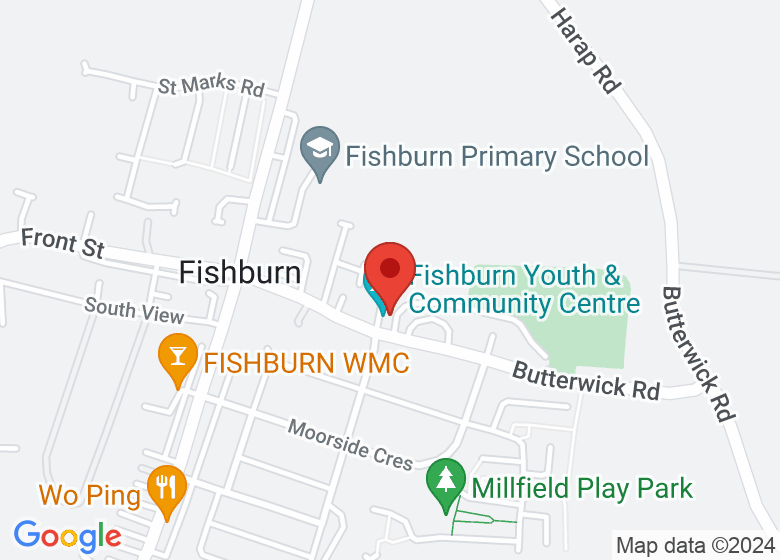 Map showing location of Fishburn Youth & Community Centre