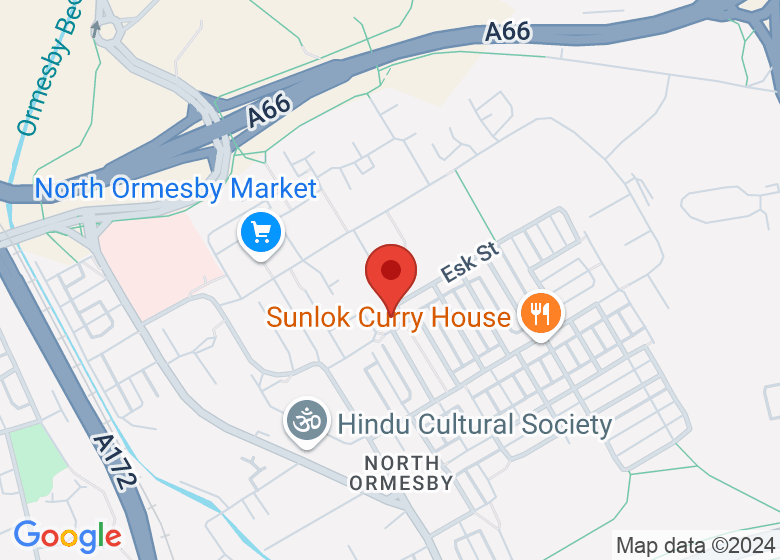 Map showing location of North Ormesby Community Hub and Library
