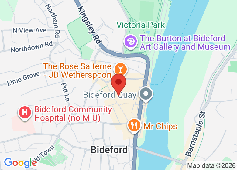 Map showing location of Shanti - Yoga & Wellness Space, Bideford