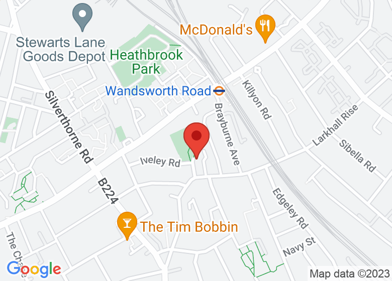 Map showing location of Clapham Pottery