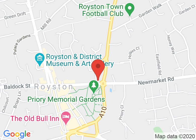 Map showing location of Royston Picture Palace