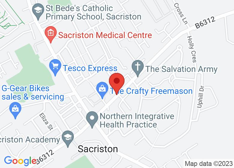 Map showing location of Sacriston Youth Project