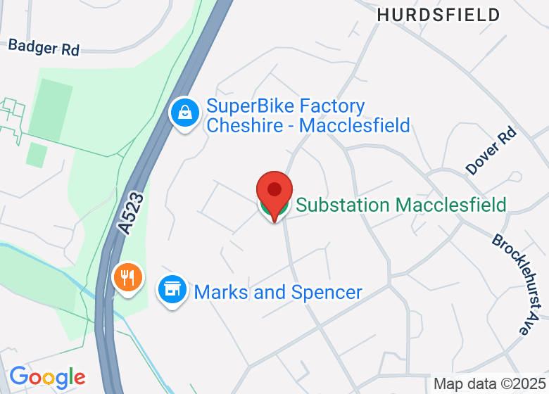 Map showing location of Substation Macclesfield