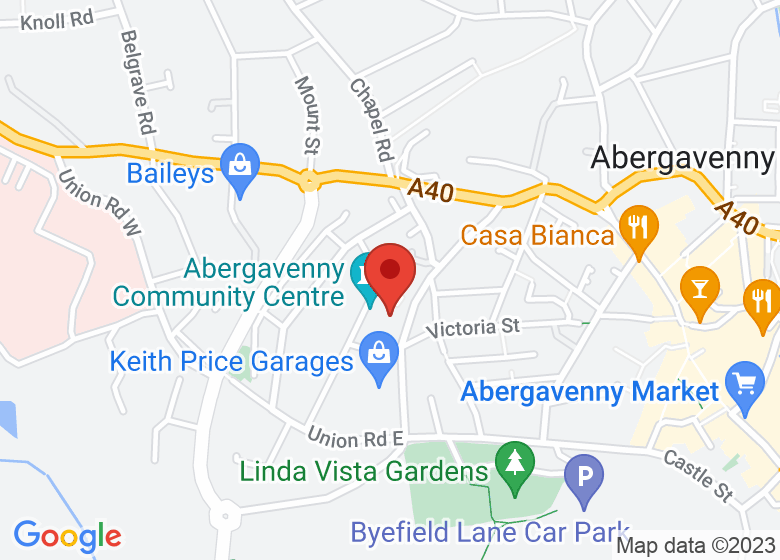 Map showing location of Abergavenny Community Centre
