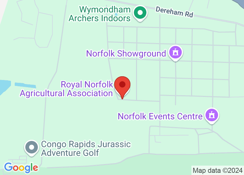 Map showing location of Royal Norfolk Showground