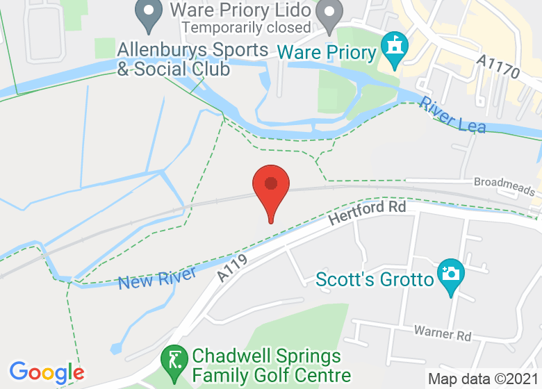 Map showing location of Broadmeads Pumping Station