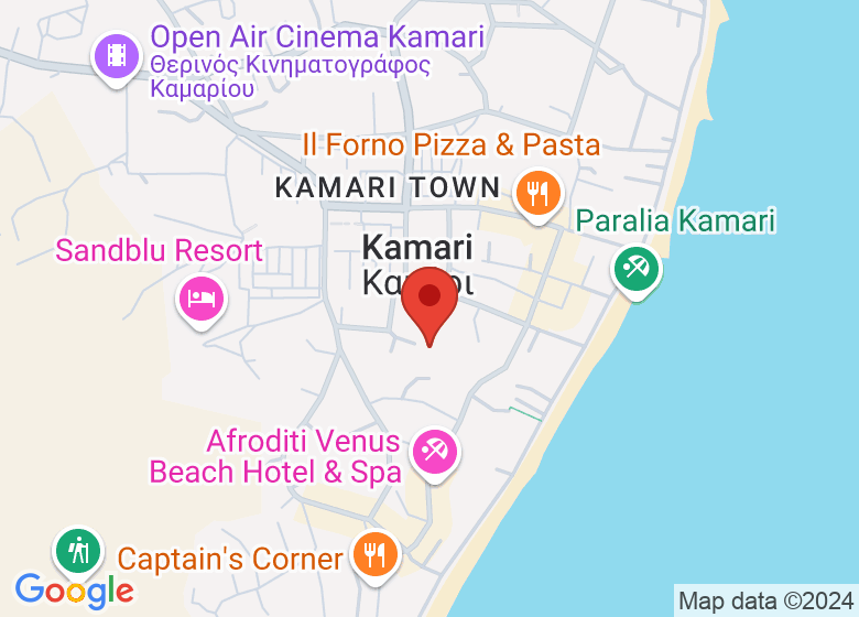 Map showing location of Santorini Kastelli Resort