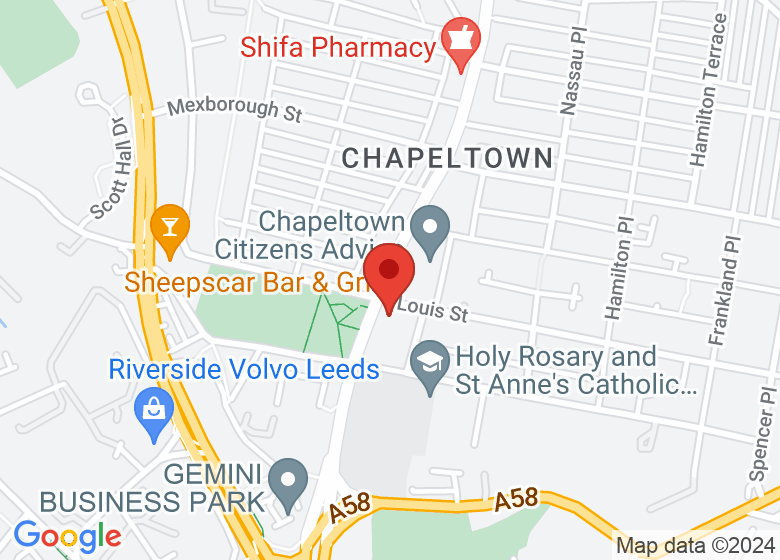 Map showing location of Northern School of Contemporary Dance