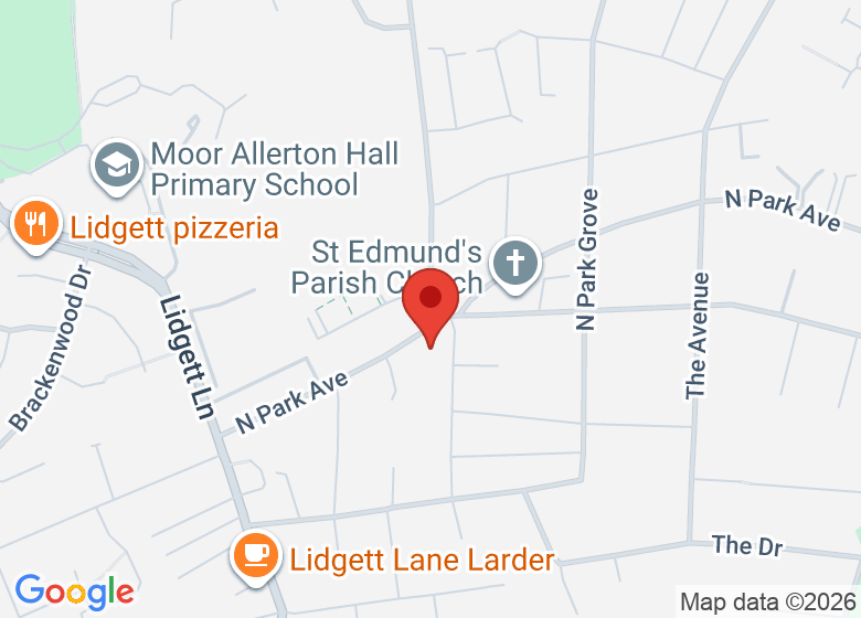 Map showing location of Lidgett Park Methodist Church