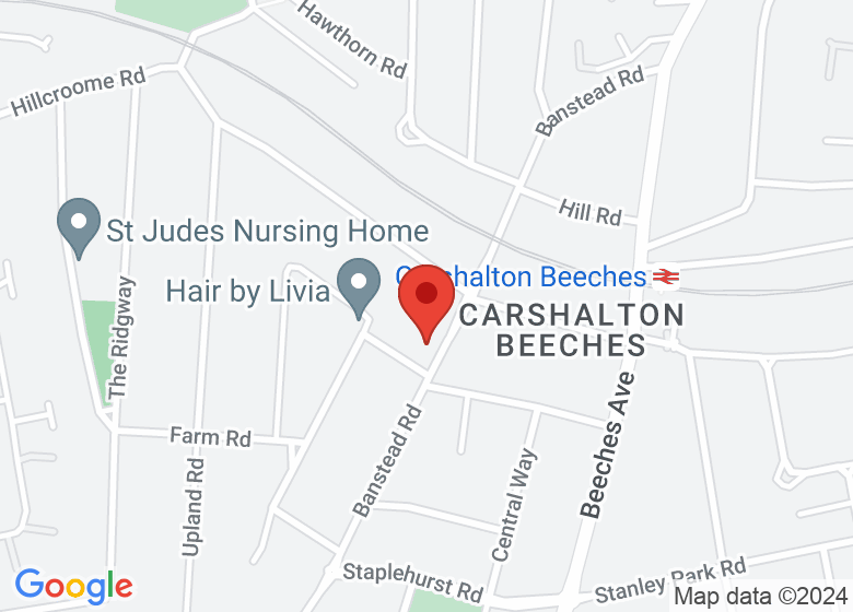 Map showing location of Carshalton Beeches Baptist Free Church